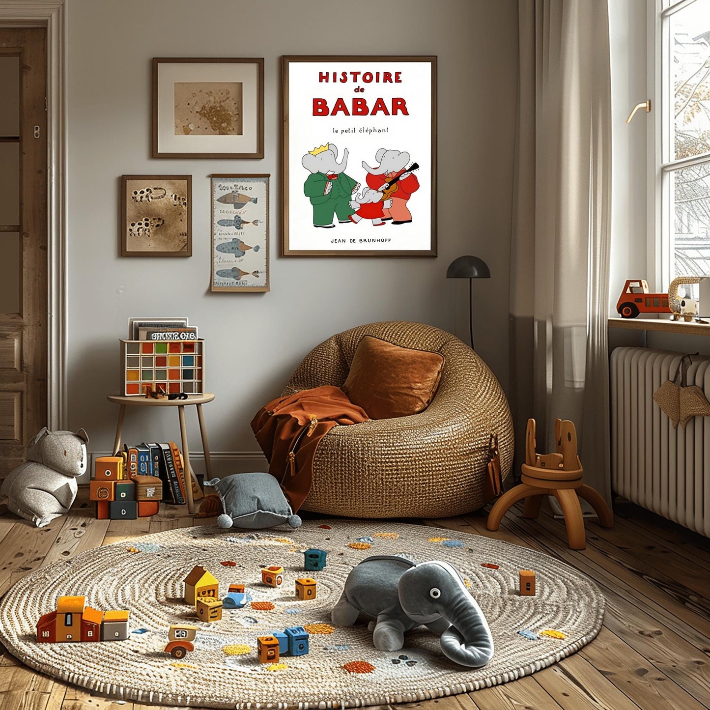 Babar the Elephant Print: Retro Nursery Decor, Kids Room Art