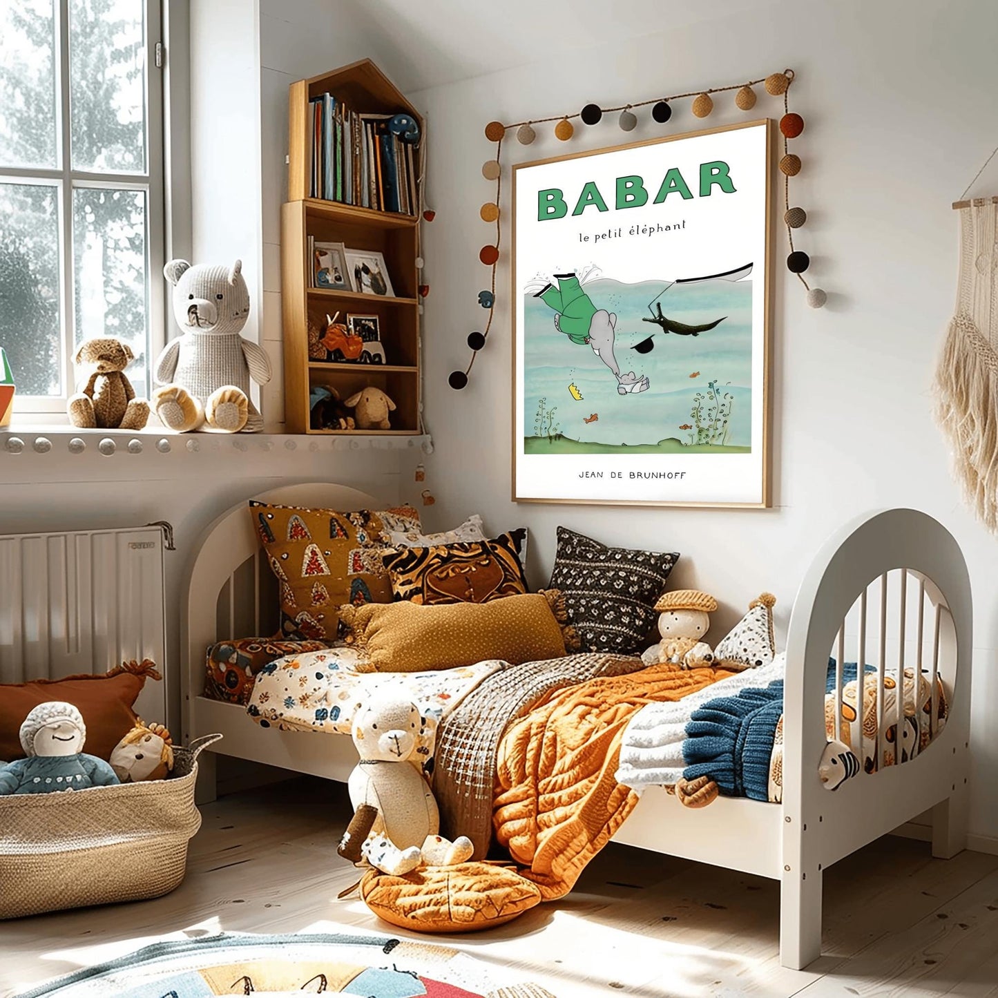 Babar the Elephant Print: Retro Nursery Decor, Kids Room Art