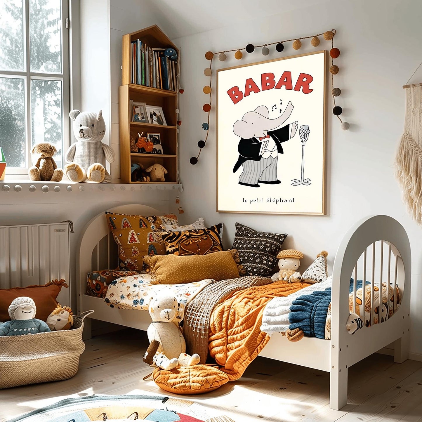 Babar the Elephant Print: Retro Nursery Decor, Kids Room Art