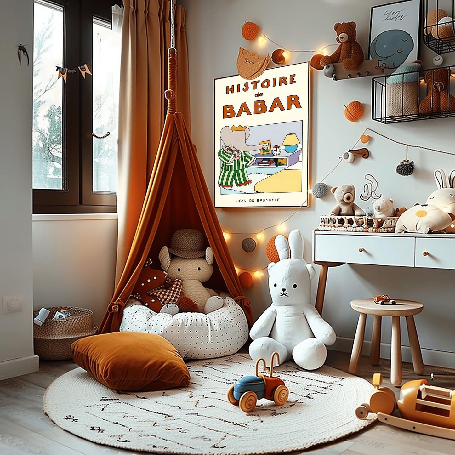 Babar the Elephant Print: Retro Nursery Decor, Kids Room Art