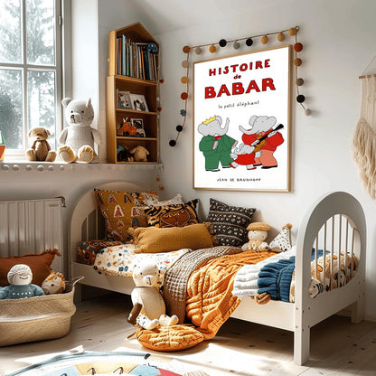 Babar the Elephant Print: Retro Nursery Decor, Kids Room Art