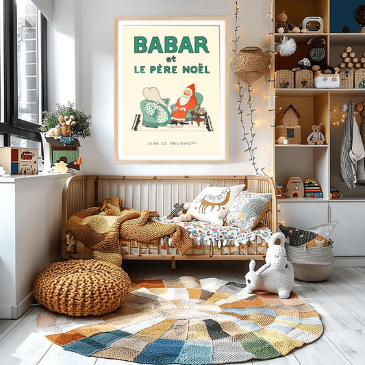 Babar the Elephant Print: Retro Nursery Decor, Kids Room Art