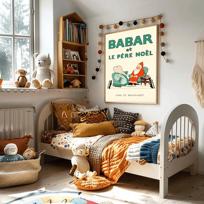 Babar the Elephant Print: Retro Nursery Decor, Kids Room Art