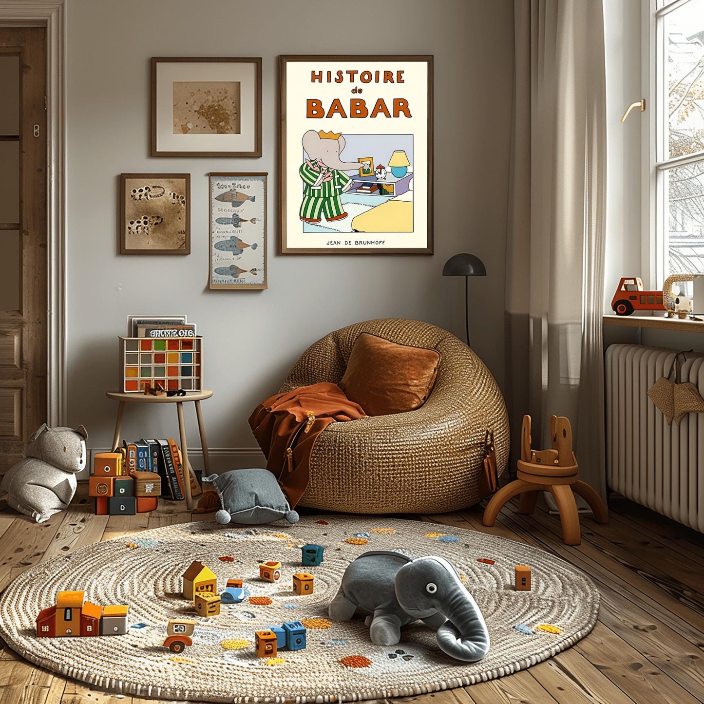 Babar the Elephant Print: Retro Nursery Decor, Kids Room Art