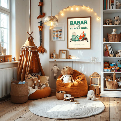 Babar the Elephant Print: Retro Nursery Decor, Kids Room Art