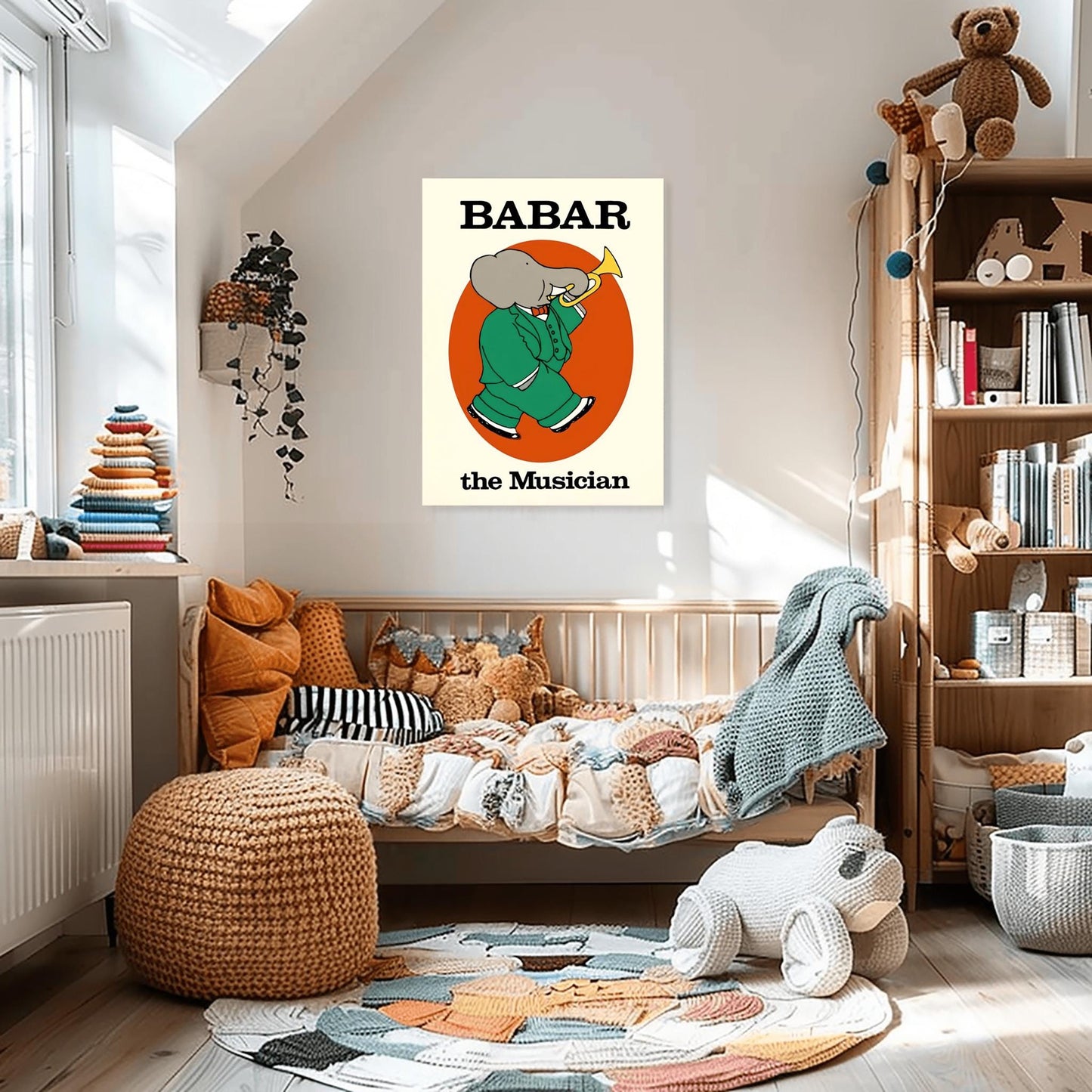 Babar the Elephant Print: Retro Nursery Decor, Kids Room Art