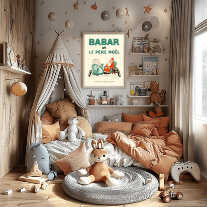 Babar the Elephant Print: Retro Nursery Decor, Kids Room Art
