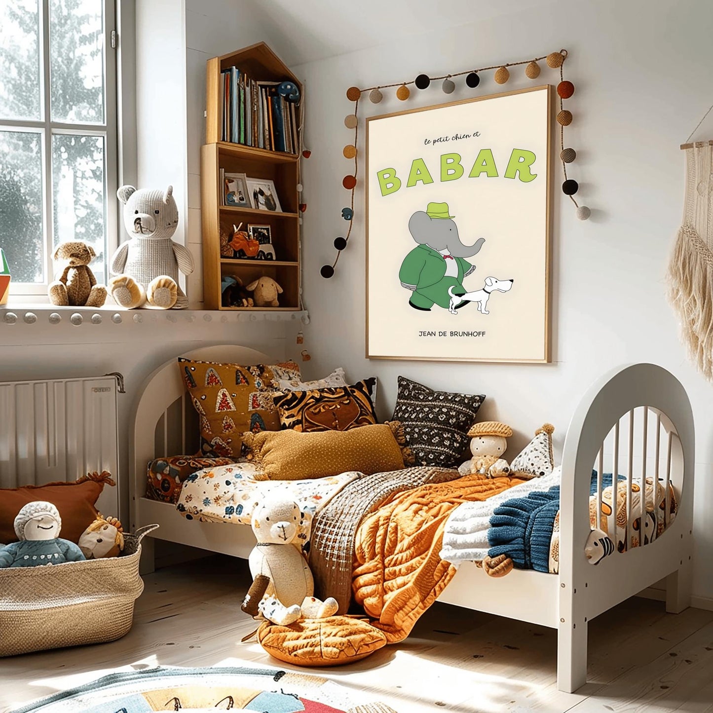 Babar the Elephant Print: Retro Nursery Decor, Kids Room Art