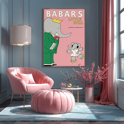 Babar the Elephant Print: Retro Nursery Decor, Playroom Wall Art