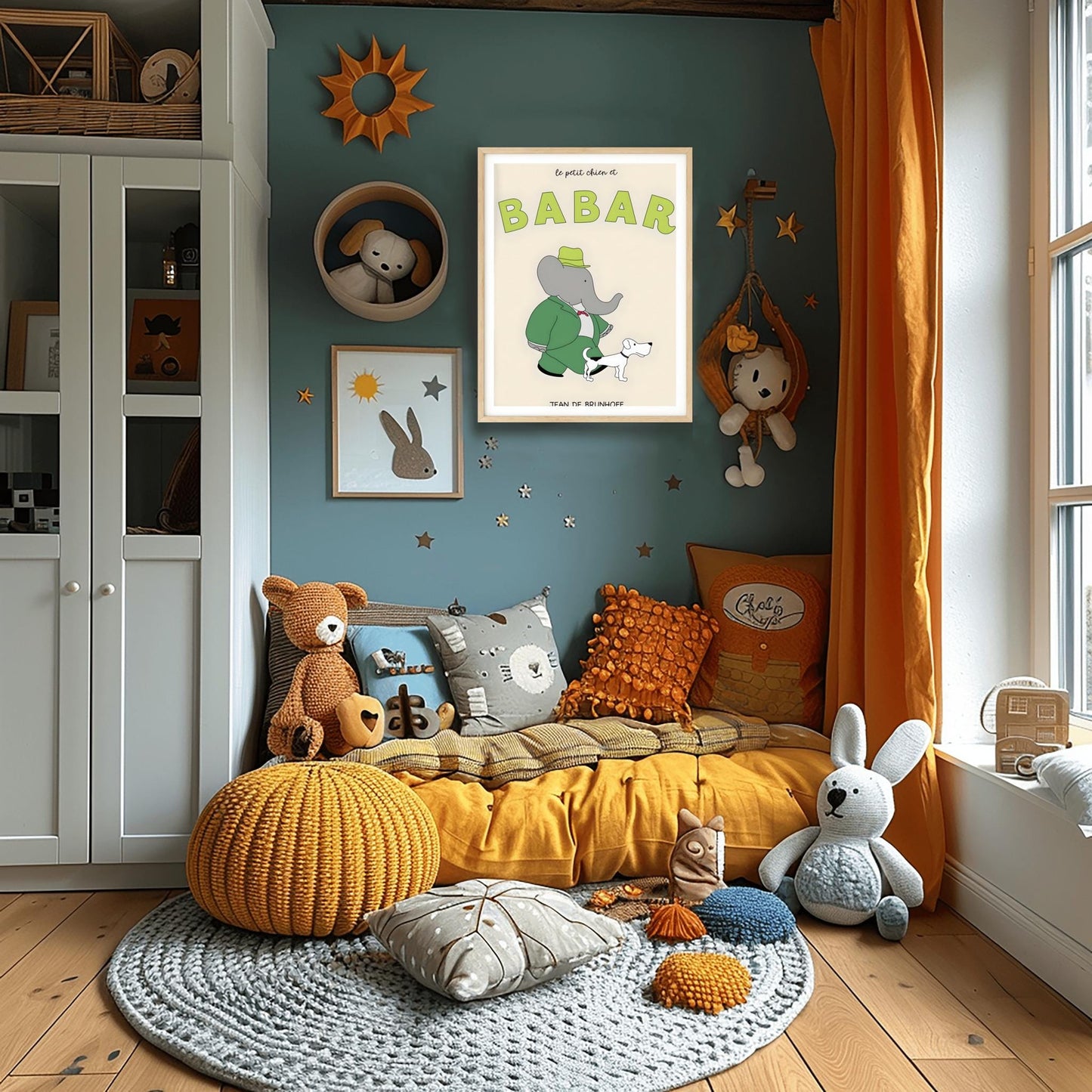 Babar the Elephant Print: Retro Nursery Decor, Kids Room Art