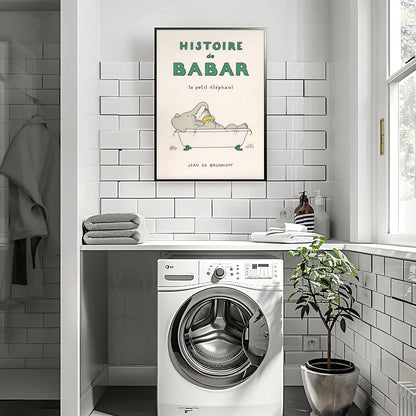 Babar the Elephant Print: Retro Nursery Decor, Kids Room Art