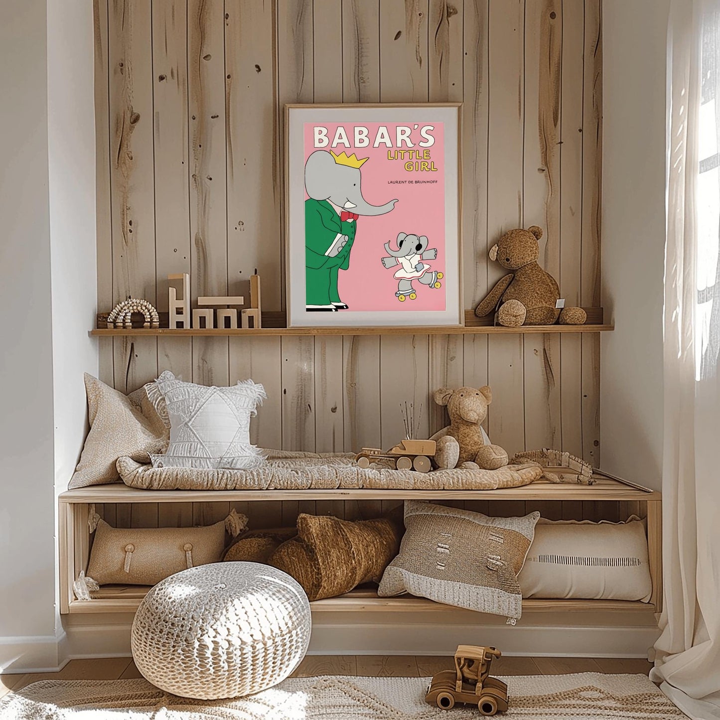 Babar the Elephant Print: Retro Nursery Decor, Playroom Wall Art