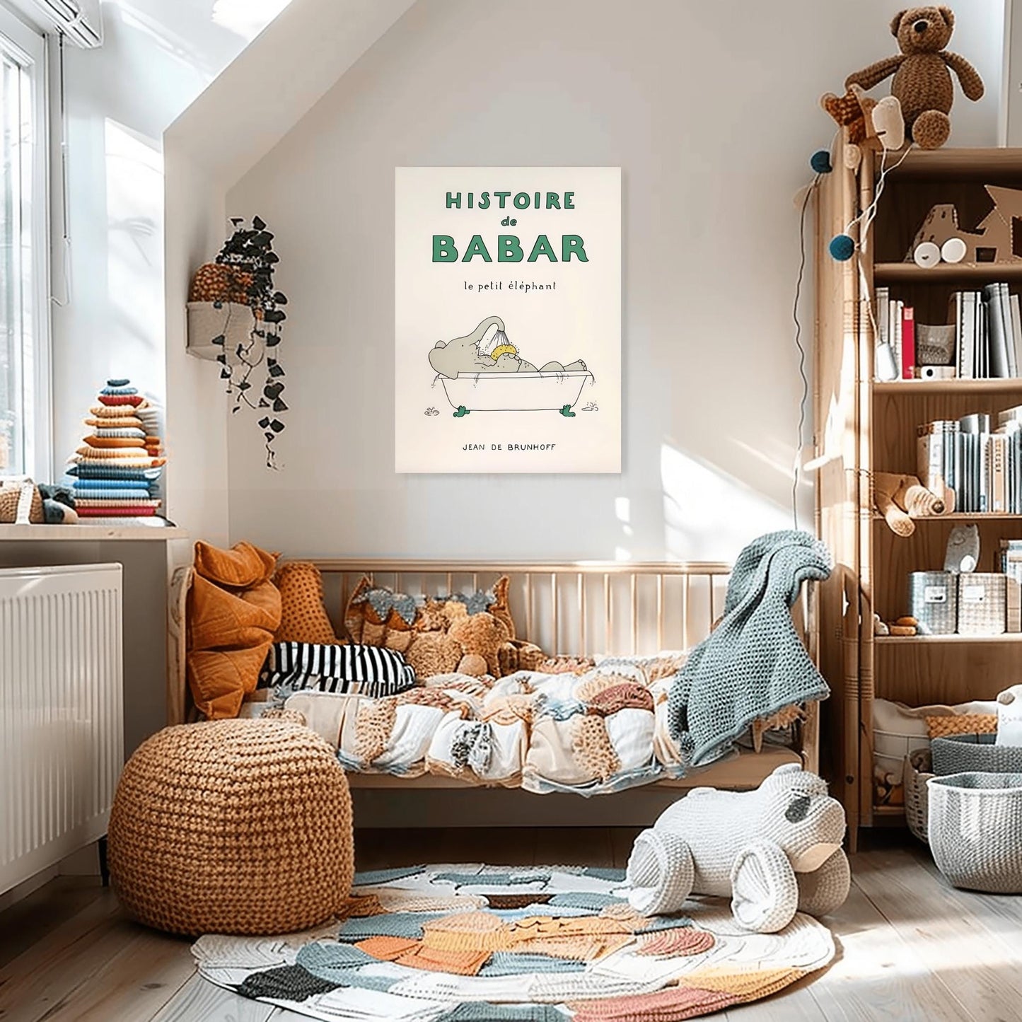 Babar the Elephant Print: Retro Nursery Decor, Kids Room Art