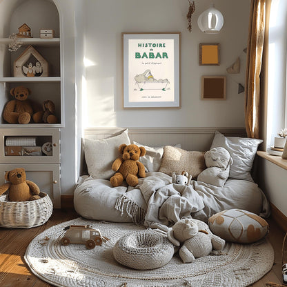 Babar the Elephant Print: Retro Nursery Decor, Kids Room Art