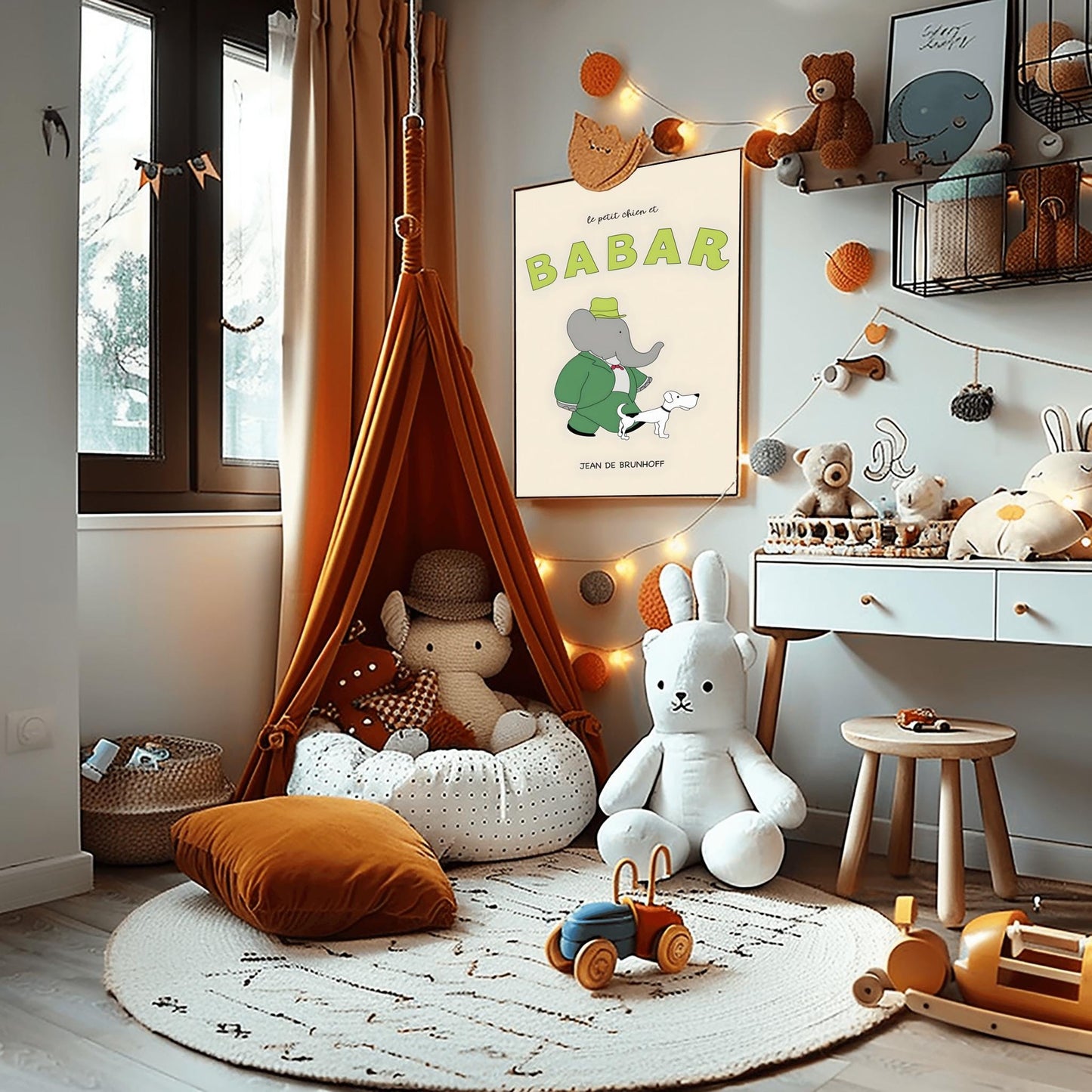 Babar the Elephant Print: Retro Nursery Decor, Kids Room Art
