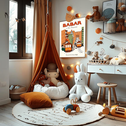 Babar the Elephant Print: Retro Nursery Decor, Kids Room Art