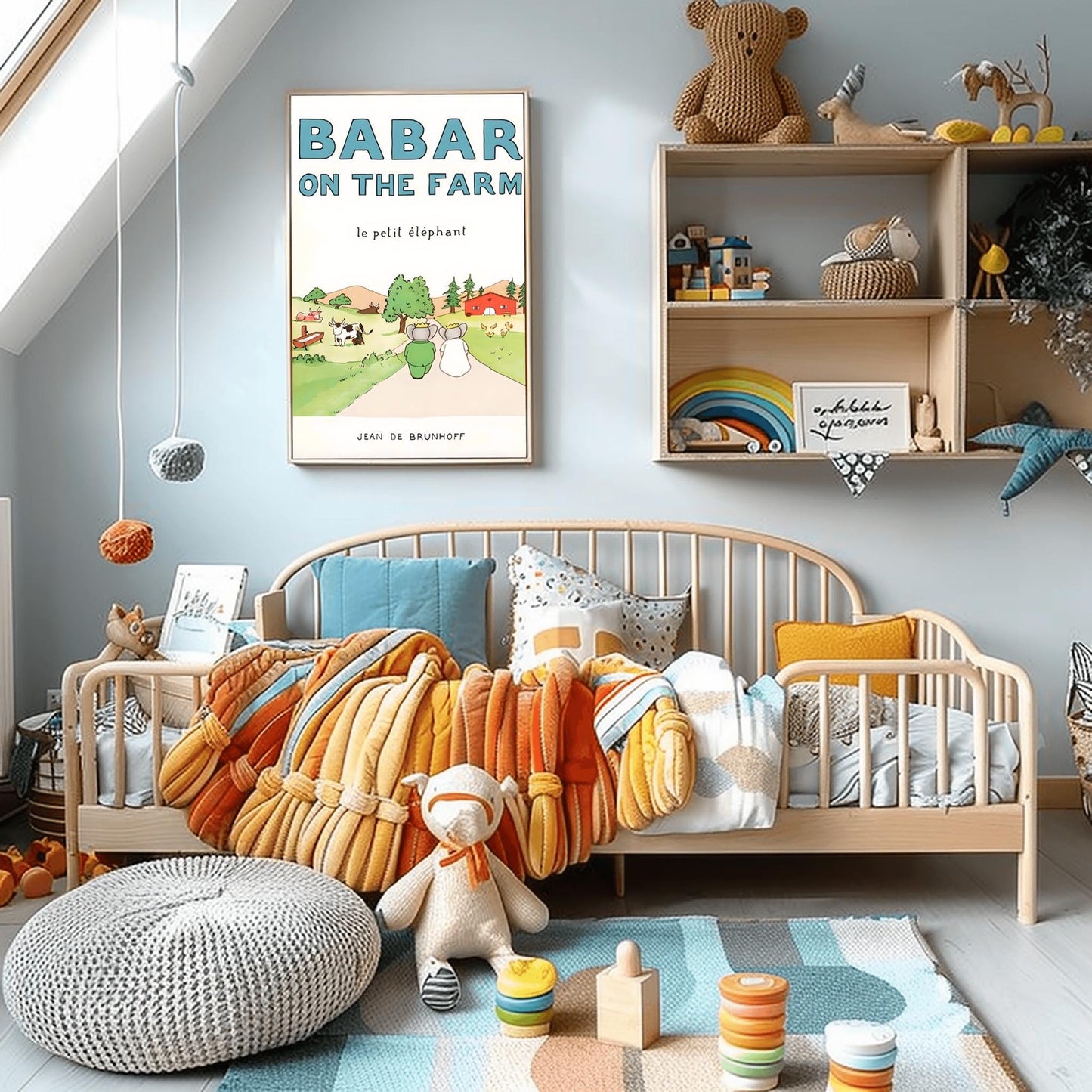 Babar the Elephant Print: Retro Nursery Decor, Kids Room Art