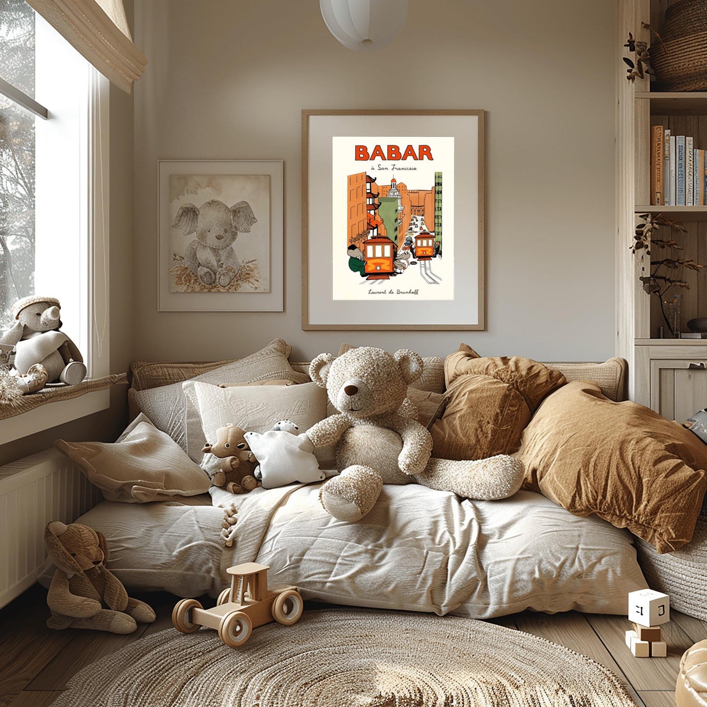 Babar the Elephant Print: Retro Nursery Decor, Kids Room Art