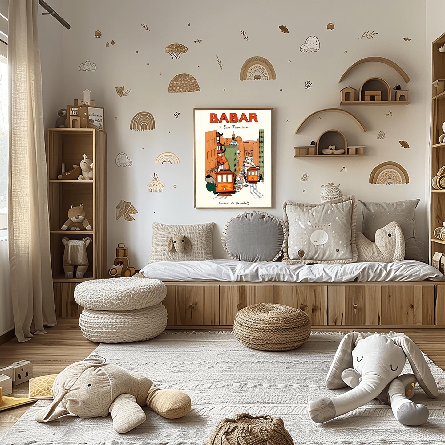Babar the Elephant Print: Retro Nursery Decor, Kids Room Art