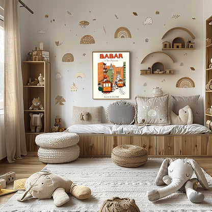 Babar the Elephant Print: Retro Nursery Decor, Kids Room Art