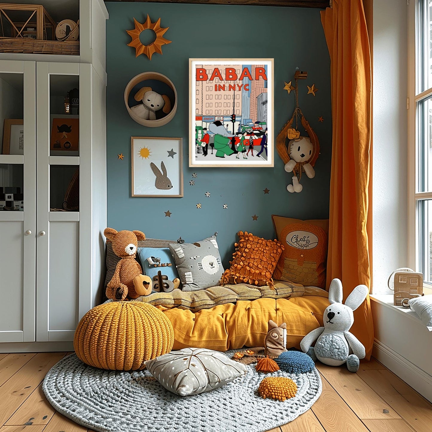 Babar the Elephant Print: Retro Nursery Decor, Kids Room Art