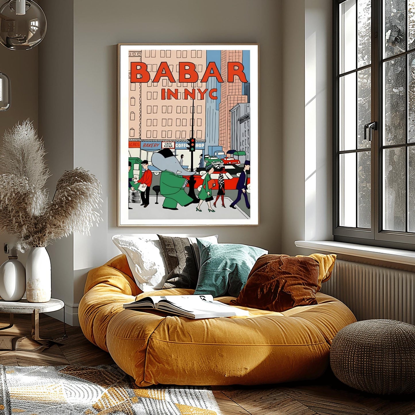 Babar the Elephant Print: Retro Nursery Decor, Kids Room Art