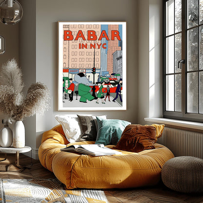 Babar the Elephant Print: Retro Nursery Decor, Kids Room Art