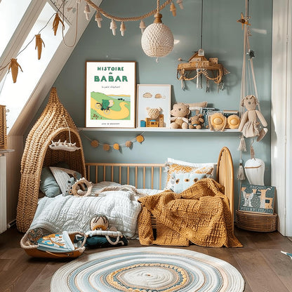 Babar the Elephant Print: Retro Nursery Decor, Kids Room Art