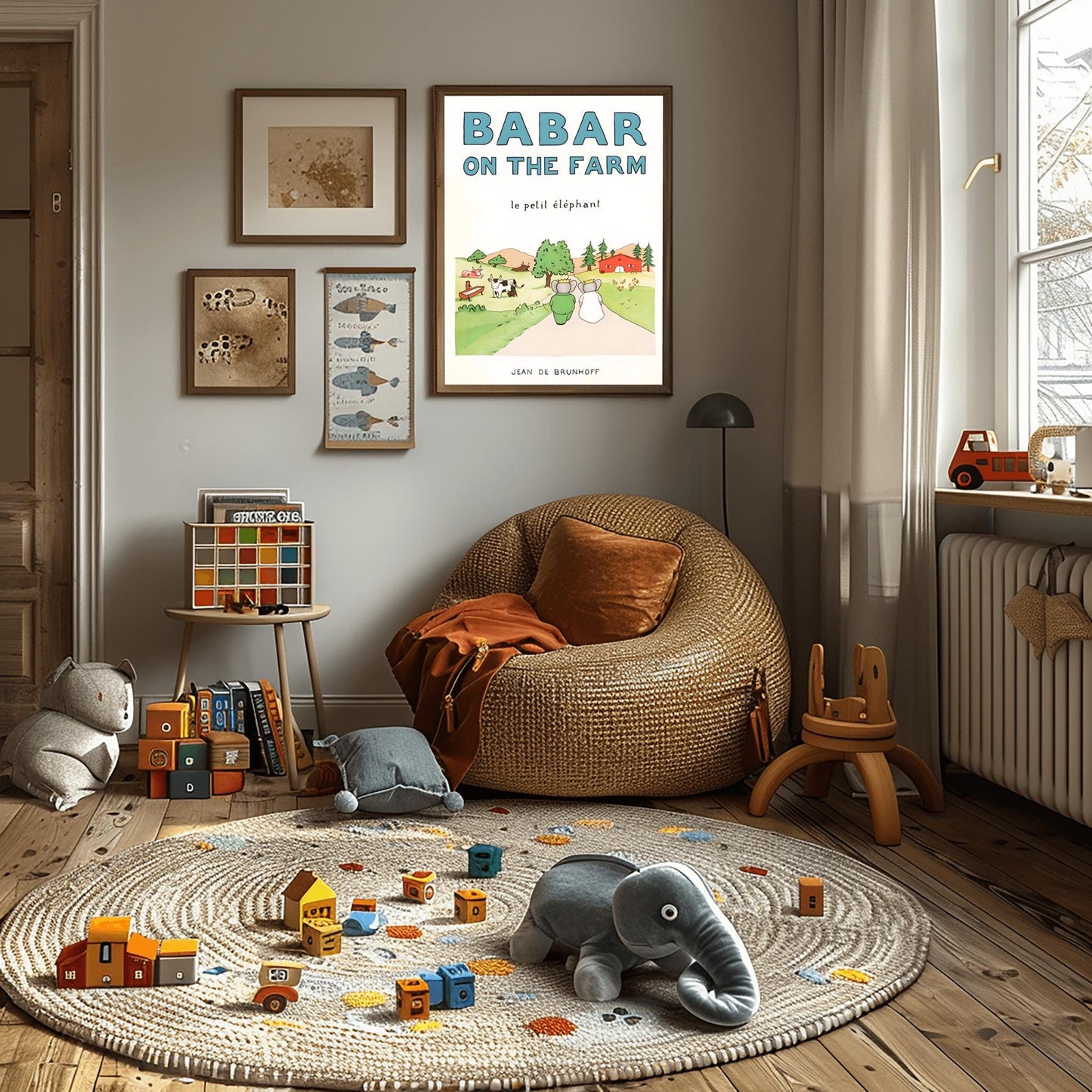 Babar the Elephant Print: Retro Nursery Decor, Kids Room Art