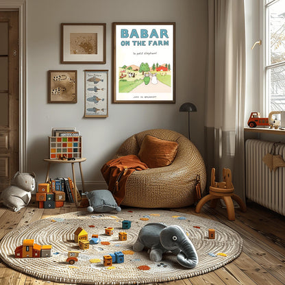 Babar the Elephant Print: Retro Nursery Decor, Kids Room Art