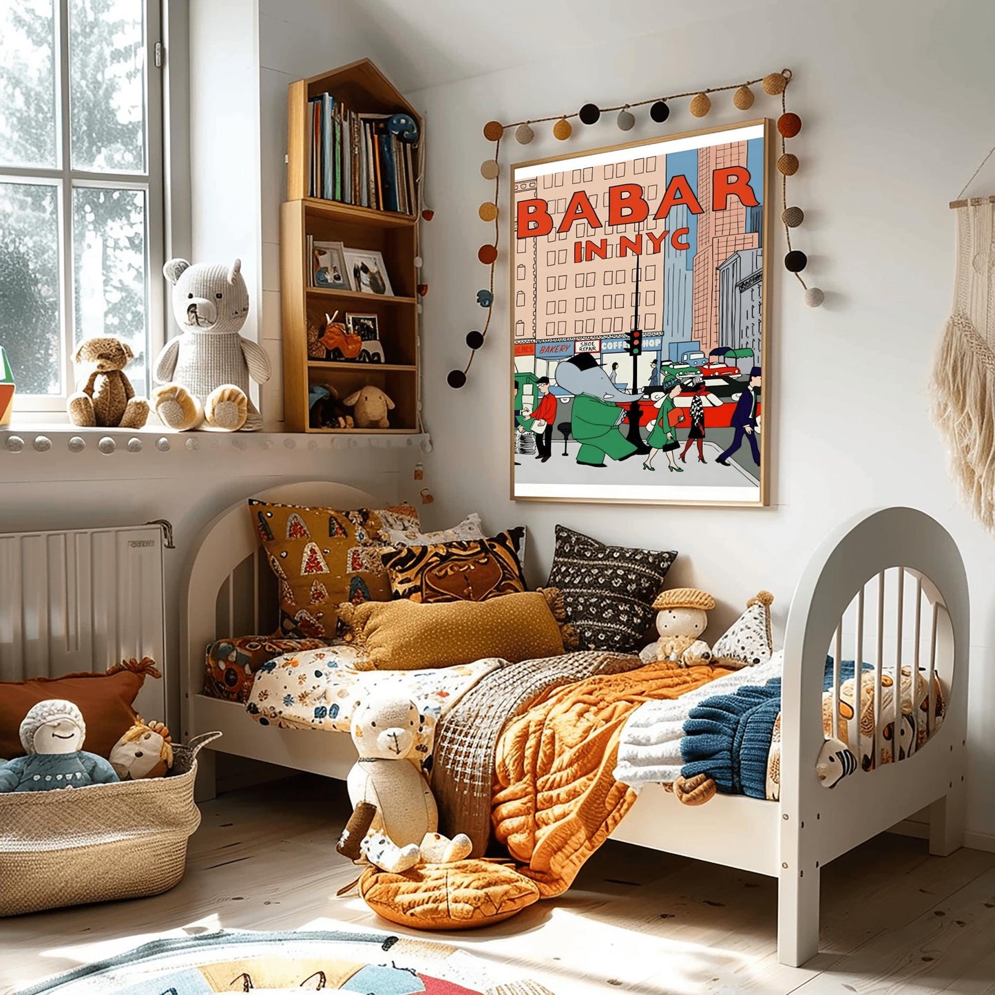Babar the Elephant Print: Retro Nursery Decor, Kids Room Art