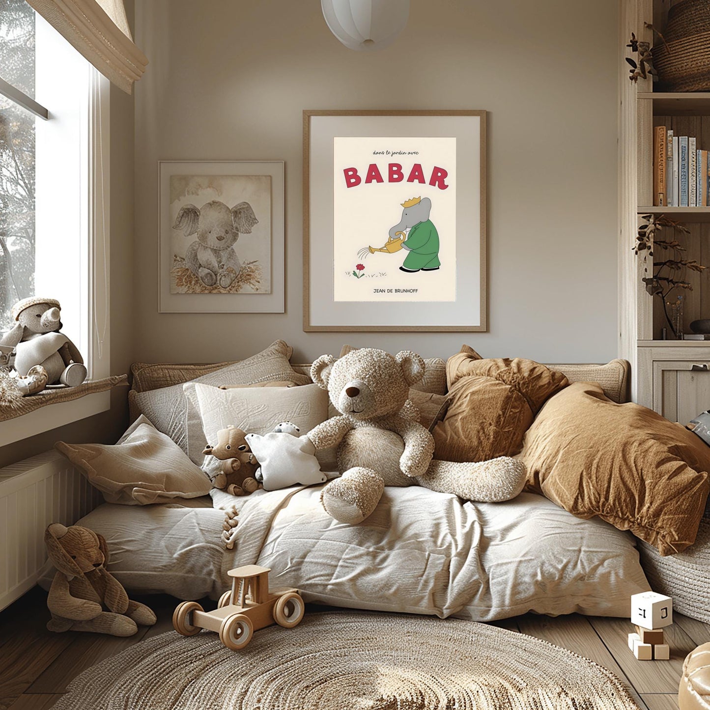 Babar the Elephant Print: Retro Nursery Decor, Kids Room Wall Art