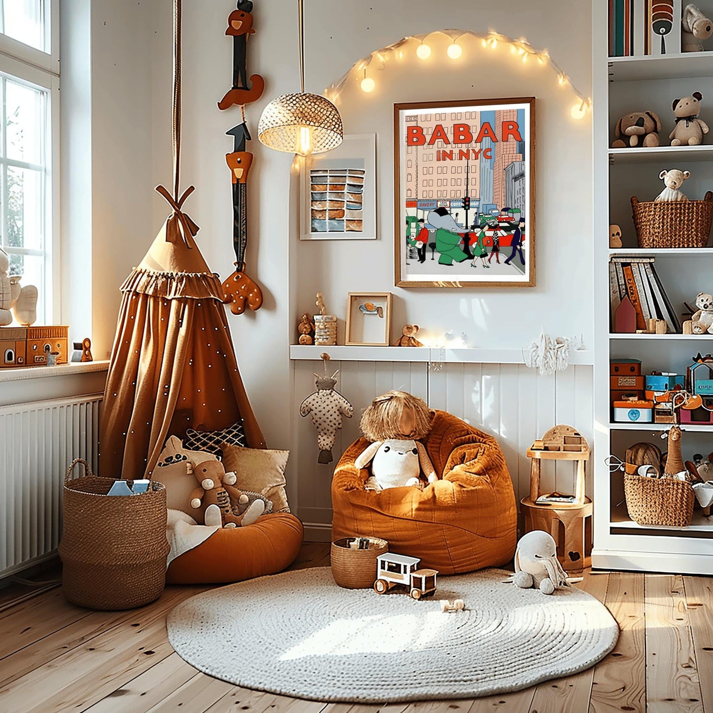 Babar the Elephant Print: Retro Nursery Decor, Kids Room Art