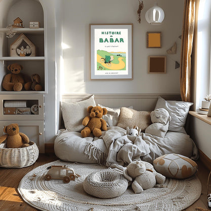 Babar the Elephant Print: Retro Nursery Decor, Kids Room Art