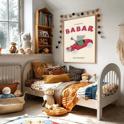 Babar the Elephant Print: Retro Nursery Wall Art, Kids Room Decor