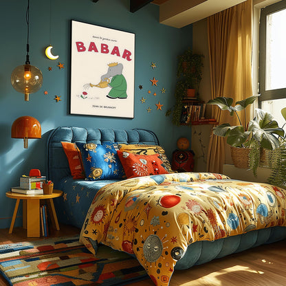 Babar the Elephant Print: Retro Nursery Decor, Kids Room Wall Art