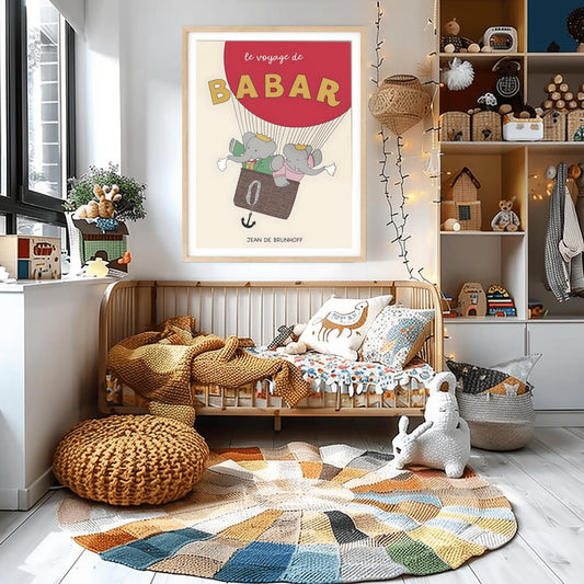 Babar the Elephant Print: Retro Nursery Decor, Kids Room Art