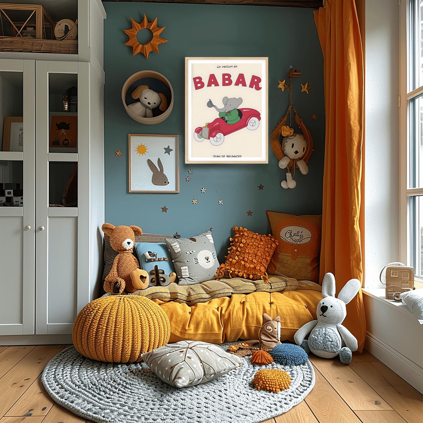 Babar the Elephant Print: Retro Nursery Wall Art, Kids Room Decor