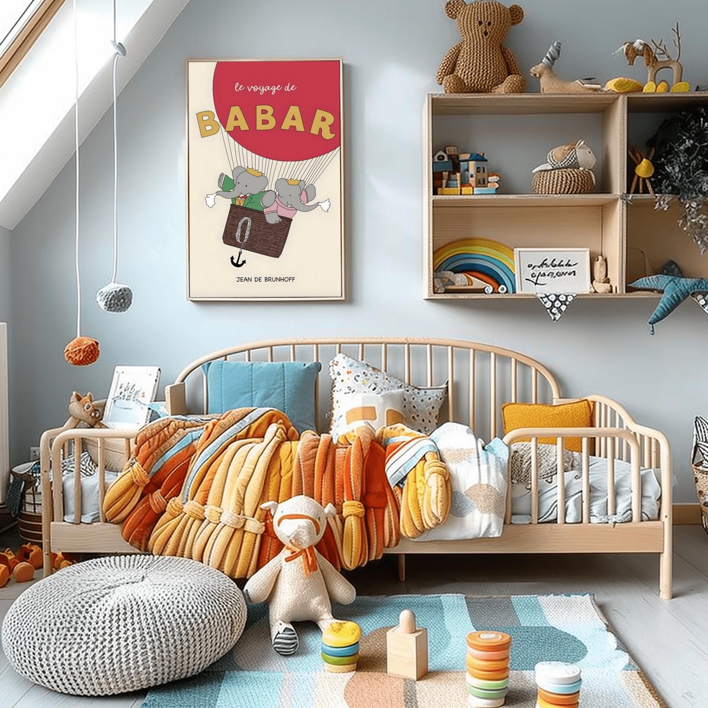 Babar the Elephant Print: Retro Nursery Decor, Kids Room Art