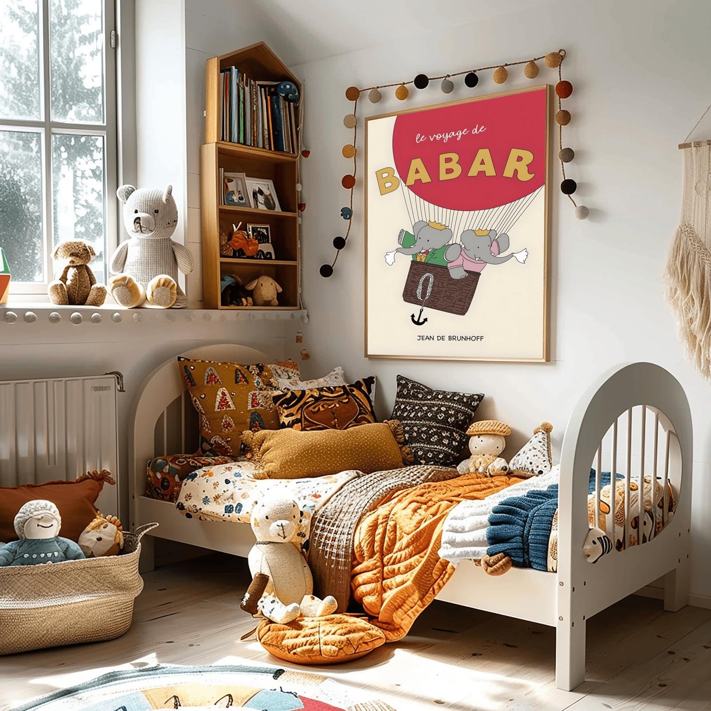 Babar the Elephant Print: Retro Nursery Decor, Kids Room Art