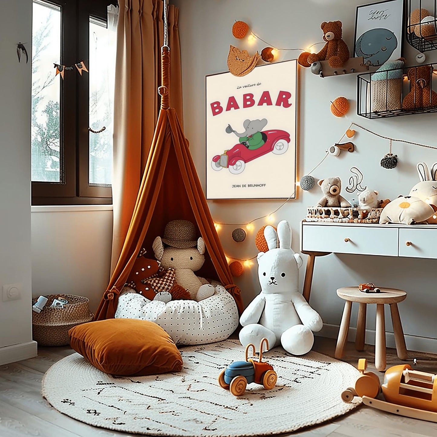 Babar the Elephant Print: Retro Nursery Wall Art, Kids Room Decor