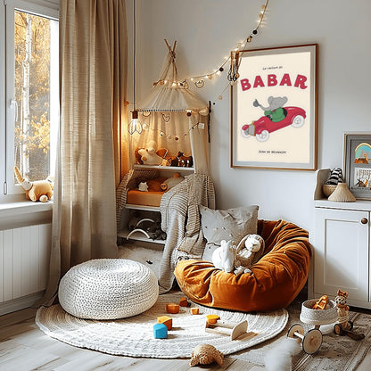 Babar the Elephant Print: Retro Nursery Wall Art, Kids Room Decor
