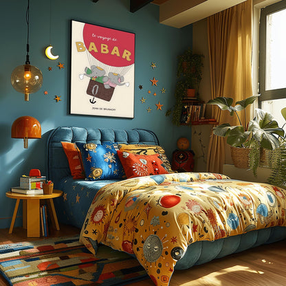 Babar the Elephant Print: Retro Nursery Decor, Kids Room Art