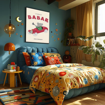 Babar the Elephant Print: Retro Nursery Wall Art, Kids Room Decor