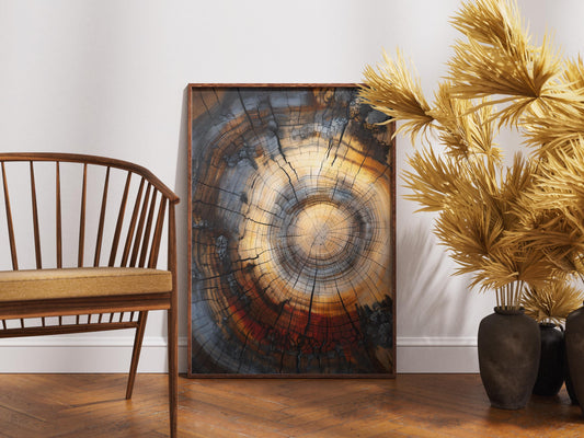 Tree Rings Abstract Art Print: Modern Farmhouse Decor (Digital Download PNG Files A-Series & Ratios)
