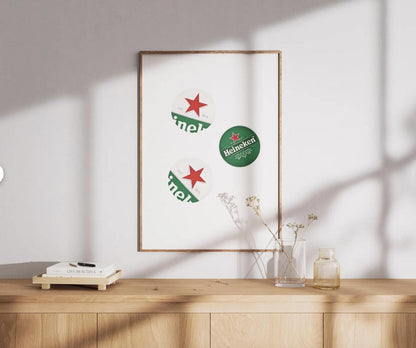 Heineken Bottle Caps Print: Man Cave Bar Decor (Digital Download)