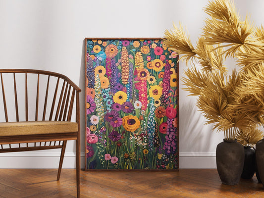 Gustav Klimt Flower Garden Print: Art Nouveau Botanical Wall Decor (Digital Download
