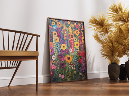 Gustav Klimt Flower Garden Print: Art Nouveau Botanical Wall Decor (Digital Download