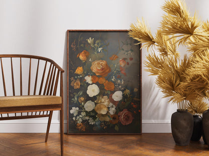 Vintage Fall Floral Print: Moody Autumn Botanical Art (Digital Download))