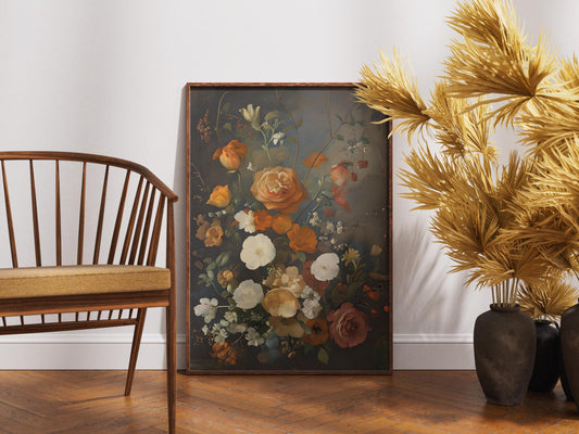 Vintage Fall Floral Print: Moody Autumn Botanical Art (Digital Download))